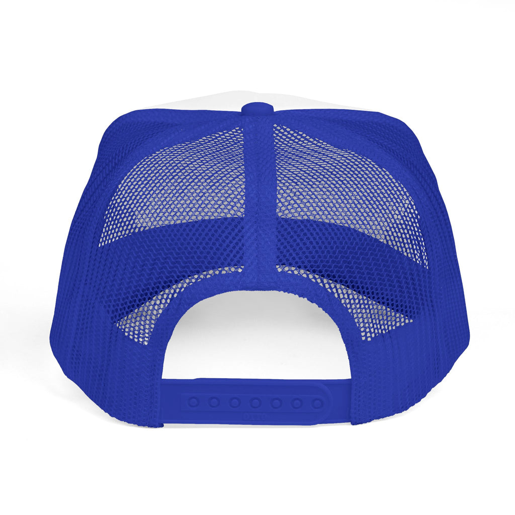 Dominican Republic Fingerprint Flag Trucker Cap | Red Blue Mesh