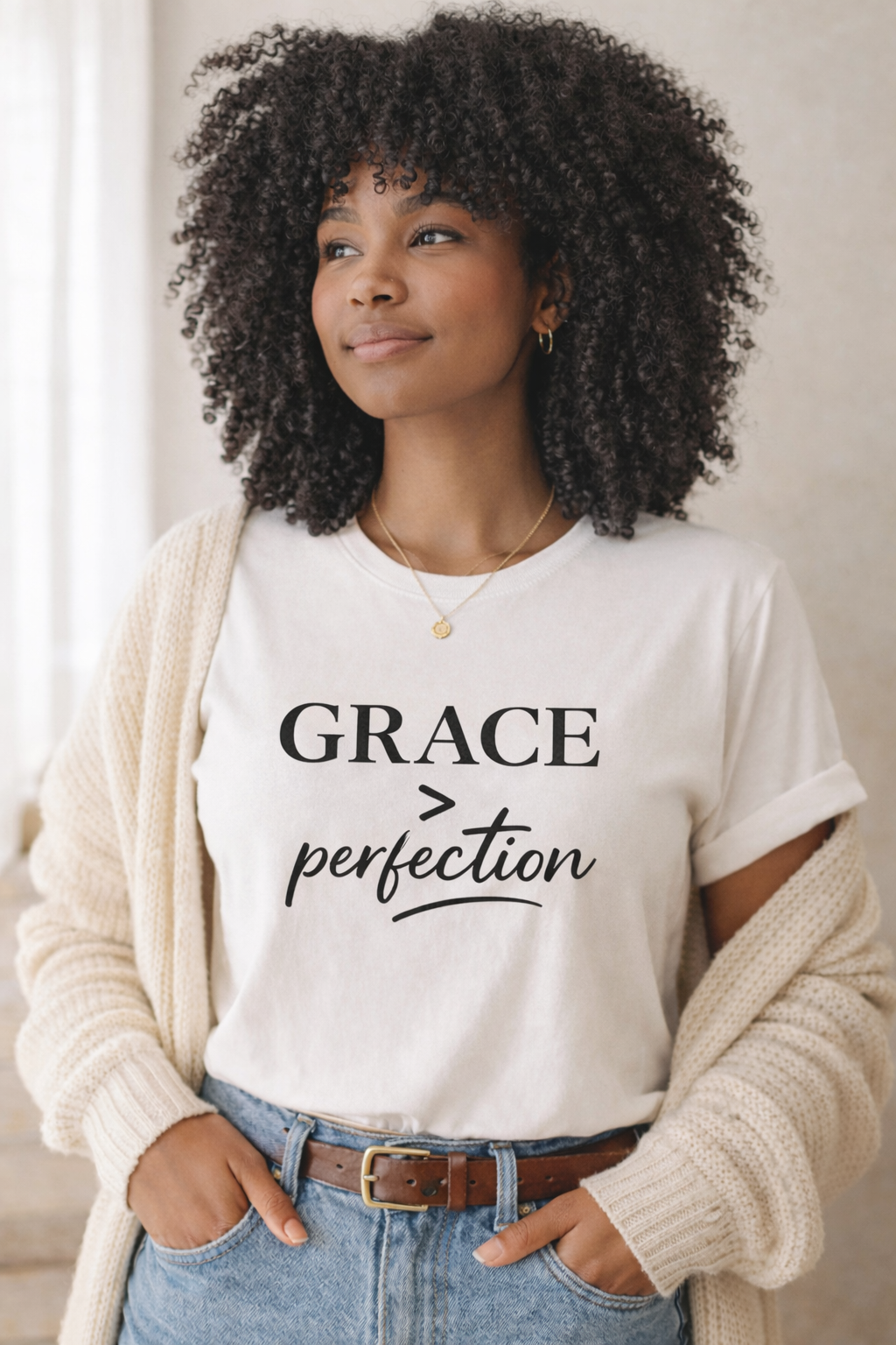 Grace Over Perfection Shirt, Christian Faith T-Shirt for Women, Inspirational Bible Quote Tee, Minimalist Religious Gift, Scripture Shirt
